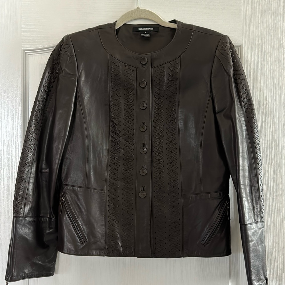 Ellen Tracy, leather jacket, size 8